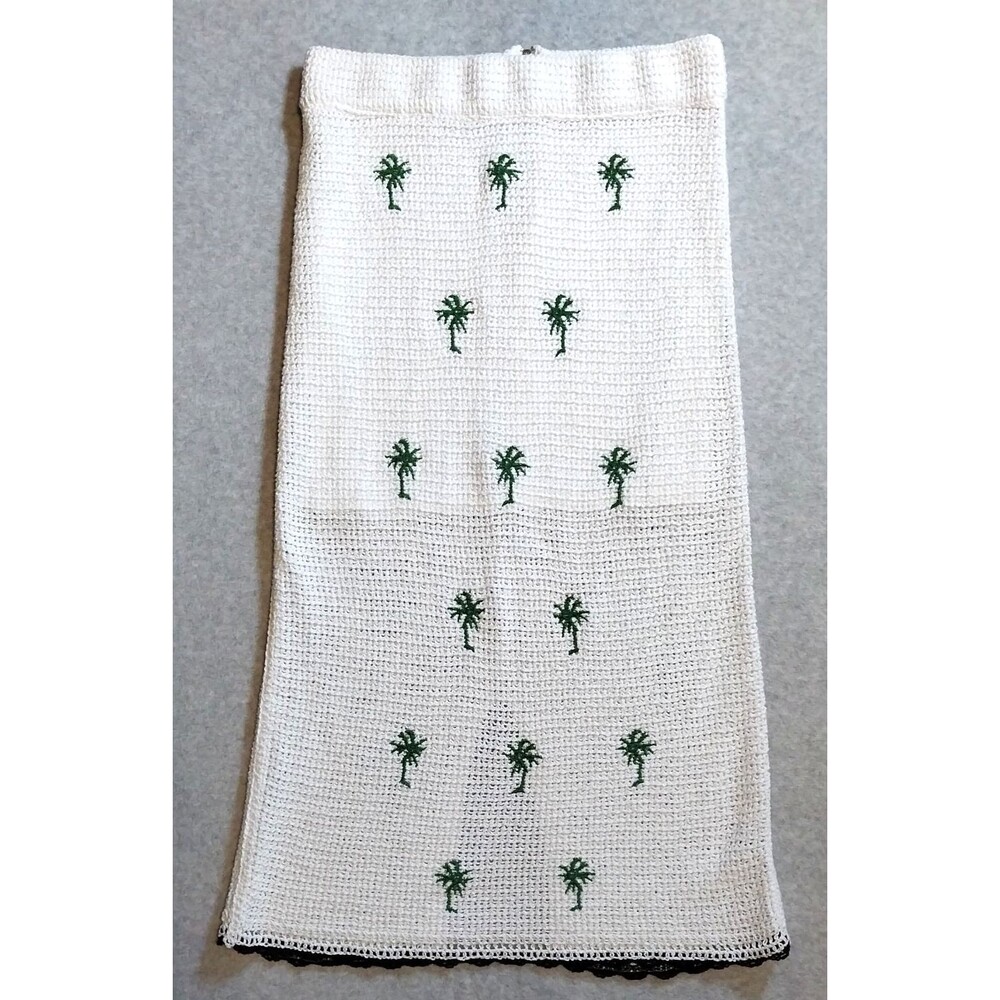 Free Assembly Women Knit Cotton Palm Tree Embroidered Pencil Midi Skirt Size Med